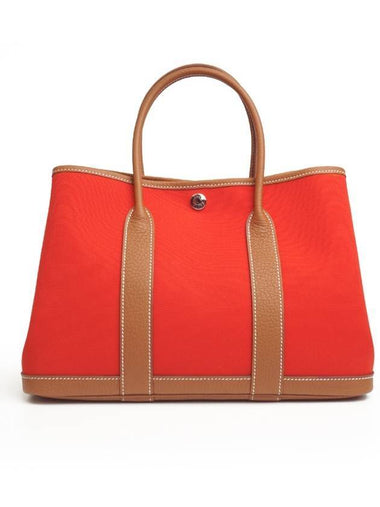 Garden Party 30 Tote Bag Orange Meccano Gold - HERMES - BALAAN 1