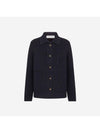 Ribbed Knit Wool Caro Jacket Navy - DIOR - BALAAN 1