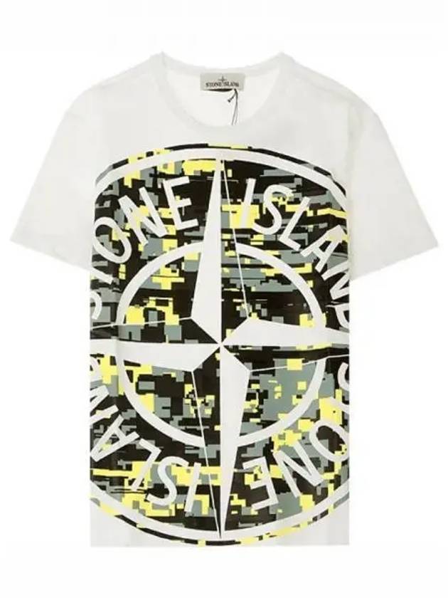 721523387 V0001 Camo Big Logo Round Short Sleeve T shirt White Men s TJ 271915 - STONE ISLAND - BALAAN 1