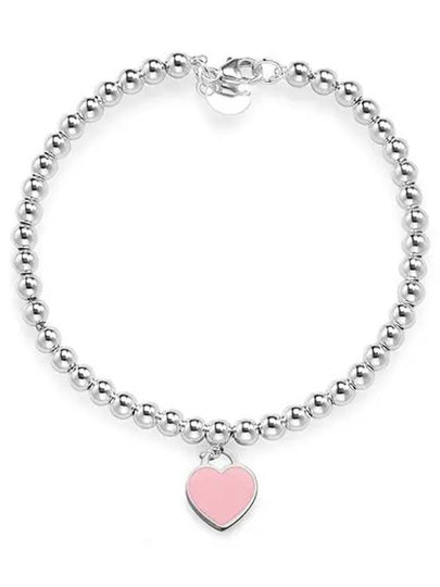 Mini Heart Bead Medium Bracelet Pink Silver - TIFFANY & CO. - BALAAN 2