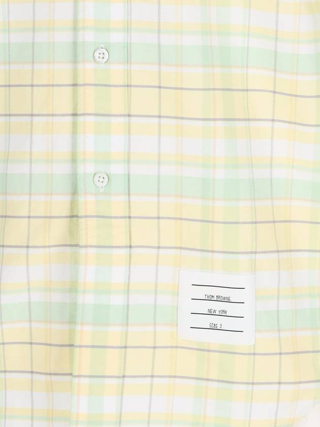 Men's Plaid Three Stripes Armband Oxford Long Sleeve Shirt Yellow - THOM BROWNE - BALAAN 6