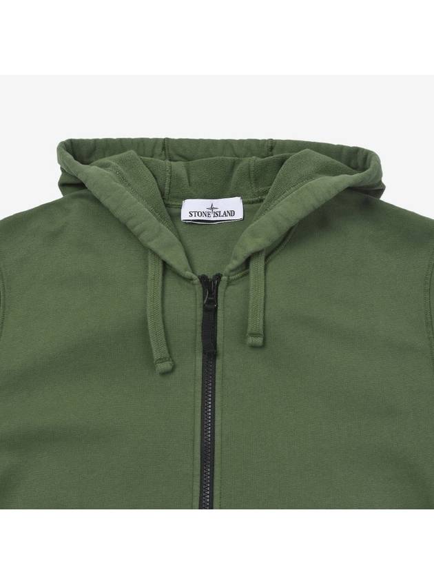 Wappen Patch Cotton Fleece Zip Up Hoodie Olive - STONE ISLAND - BALAAN 4