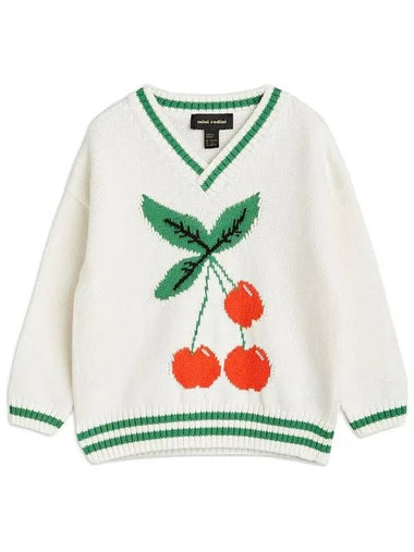 Kids Cherry V neck Knit White 22720157 11 - MINI RODINI - BALAAN 1