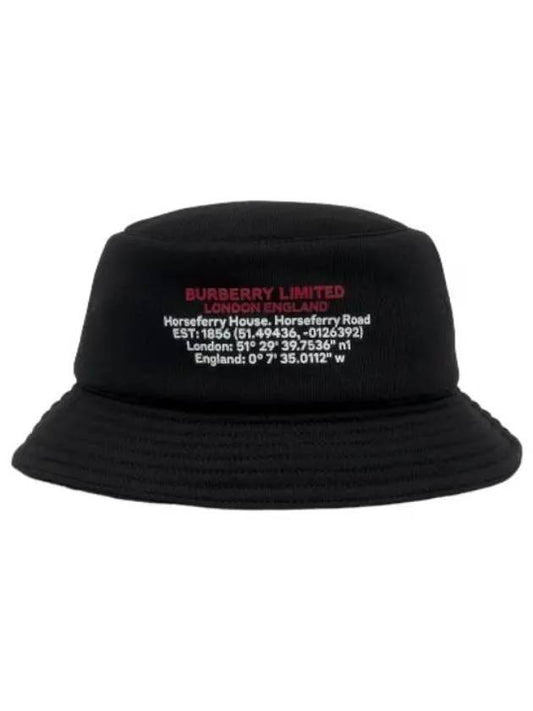 Location Print Cotton Bucket Hat Black White - BURBERRY - BALAAN 1