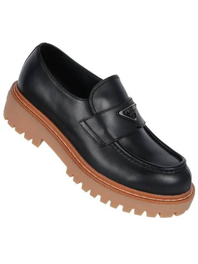 Triangle Logo Leather Loafers Black - PRADA - BALAAN 2