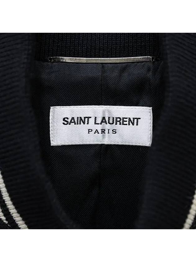 Teddy Bomber Jacket in Wool Black White - SAINT LAURENT - BALAAN 4