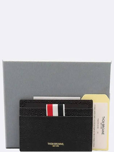 Unused FAW035A 00198 001 Black color three stripe tab pebble leather card wallet - THOM BROWNE - BALAAN 1