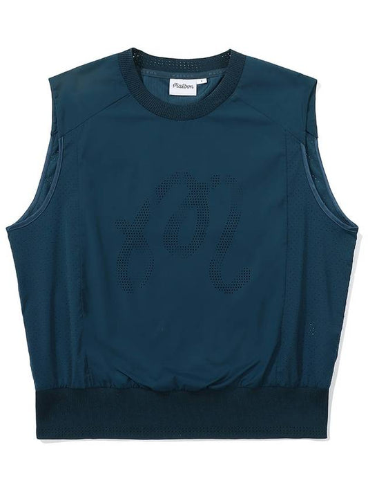 Punching hybrid woven vest DARK BLUE WOMAN - MALBON GOLF - BALAAN 1