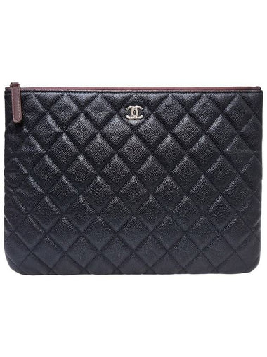 Women s A82545 Caviar Black Silver New Medium Clutch - CHANEL - BALAAN 1