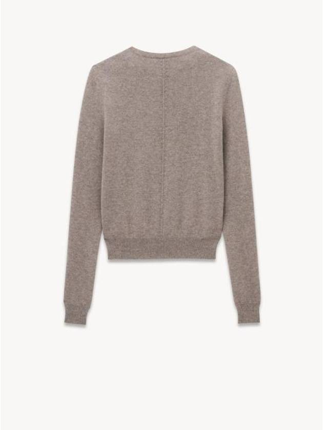 Openwork Cashmere Sweatshirt Taupe - SAINT LAURENT - BALAAN 3