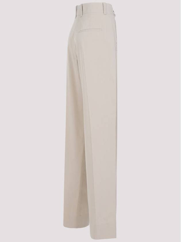 Cotton Silk Wide Leg Slacks Beige - BOTTEGA VENETA - BALAAN 4