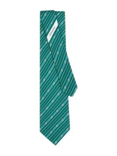 Gancini Print Silk Tie Green - SALVATORE FERRAGAMO - BALAAN 1