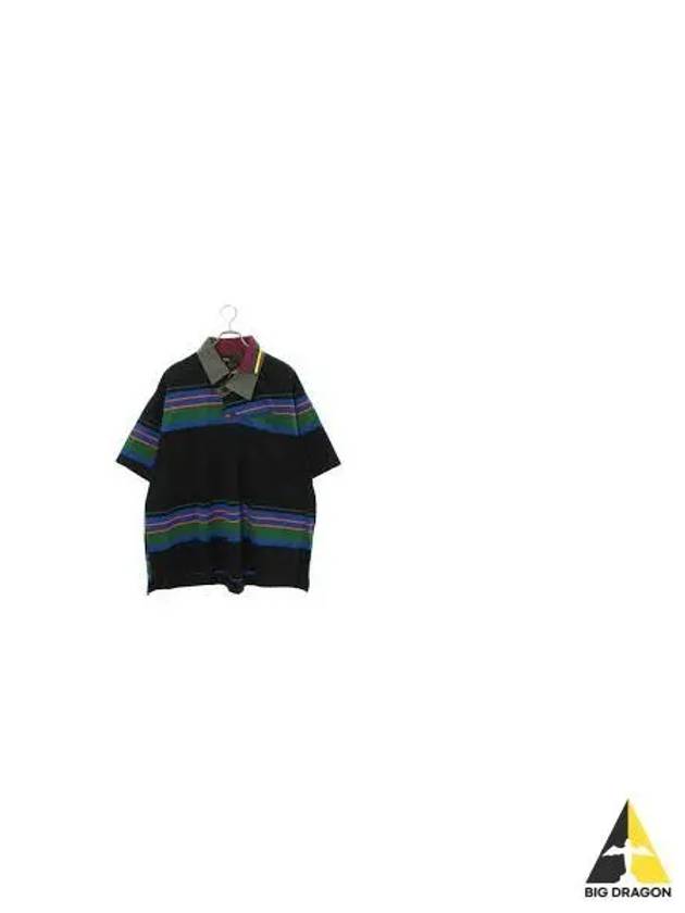 23SCM T03203 B Tops Asymmetric Striped Short Sleeve Polo T Shirt - KOLOR - BALAAN 1