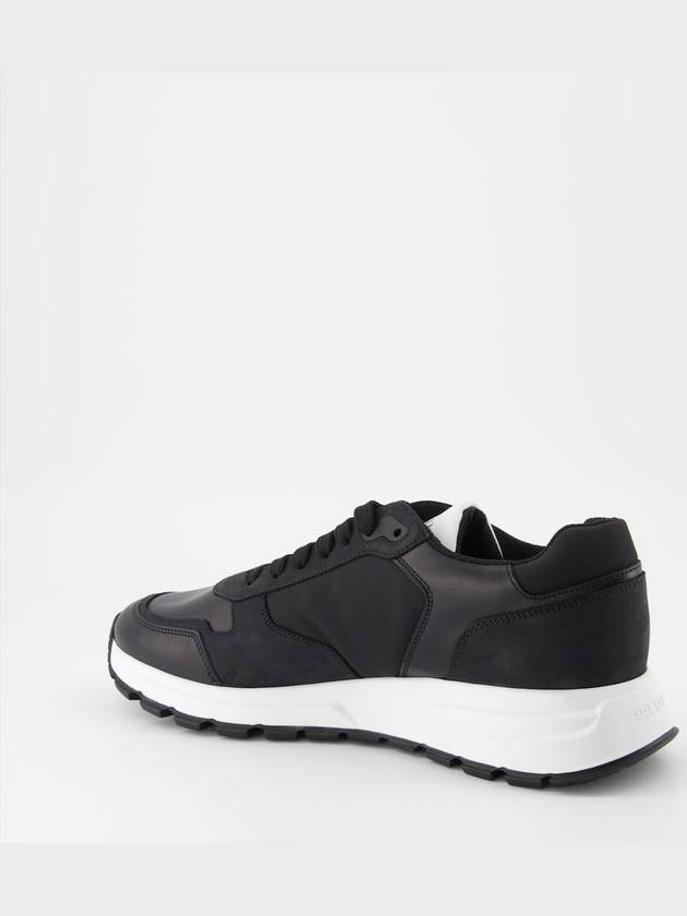 Nubuck Nylon Low Top Sneakers Black - PRADA - BALAAN 4