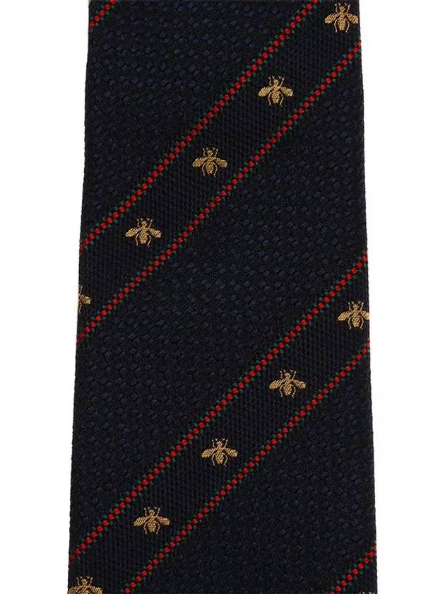 Silk Tie with Bee Web Midnight Blue Red - GUCCI - BALAAN 4