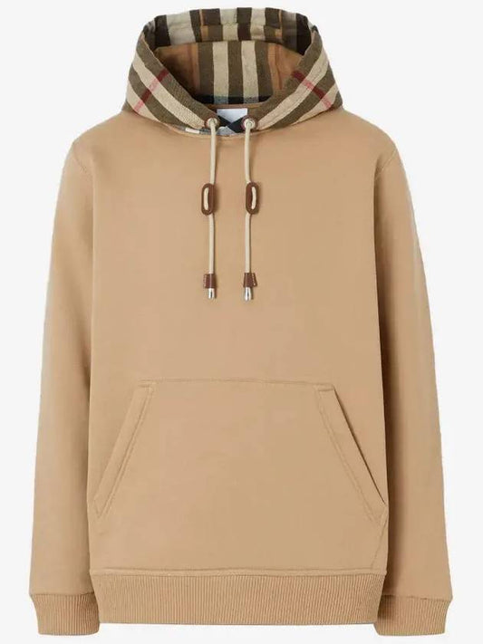 Check Cotton Blend Hoodie Camel Beige - BURBERRY - BALAAN 2