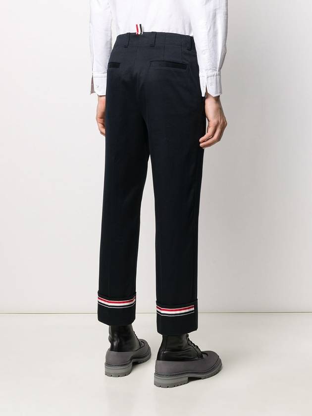 Men's Turn-up Twirled Straight Pants Black - THOM BROWNE - BALAAN.