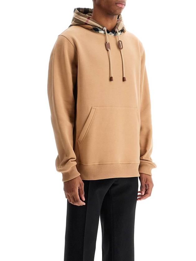 Check Cotton Blend Hoodie Camel Beige - BURBERRY - BALAAN 3