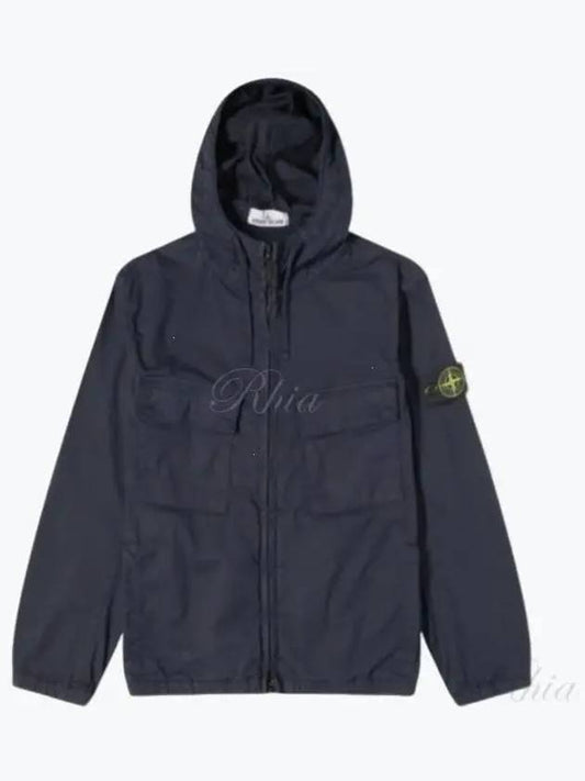 Cotton Twill Stretch Hooded Jacket Navy - STONE ISLAND - BALAAN 2