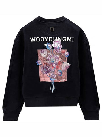 3D Flower Printing Women s Sweatshirt Navy M243TS25722N TSH - WOOYOUNGMI - BALAAN 1