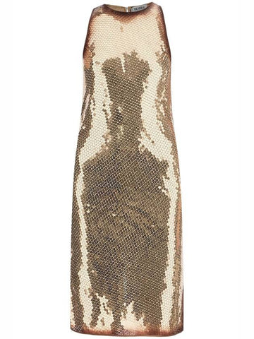 gold sequin mini dress without sleeves - THE ATTICO - BALAAN 1