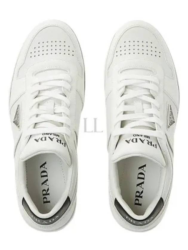 Downtown Triagle Logo Leather Low Top Sneakers White - PRADA - BALAAN 2