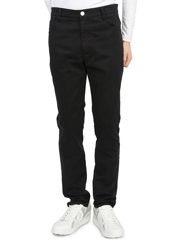 Men's Dialogue Slim Cotton Blend Pants Black - HORN GARMENT - BALAAN 6