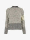 Tuck Stitch Raglan Sleeve Crew Neck Knit Top Grey - THOM BROWNE - BALAAN 2