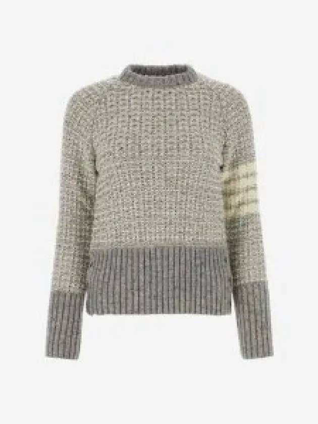 Tuck Stitch Raglan Sleeve Crew Neck Knit Top Grey - THOM BROWNE - BALAAN 2