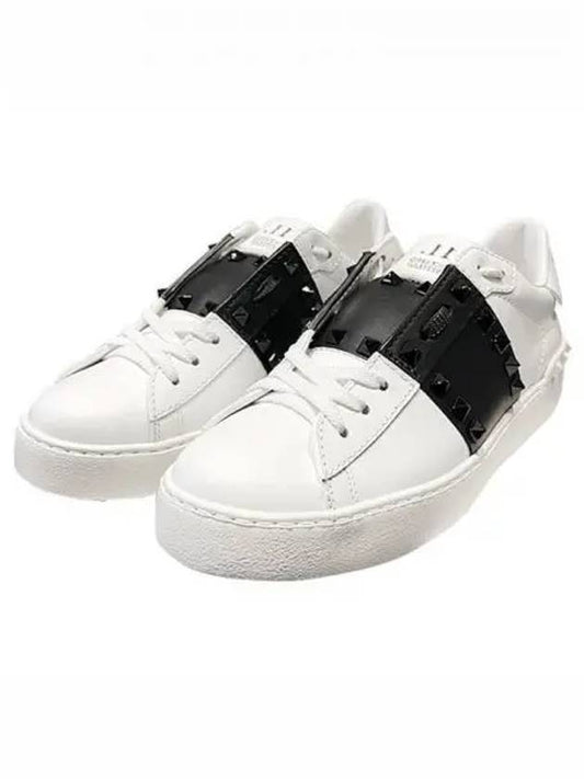 SW0S0A01 LTU A01 Rockstud Hidden Sneakers White Black Women s Shoes TR 270606 - VALENTINO - BALAAN 1