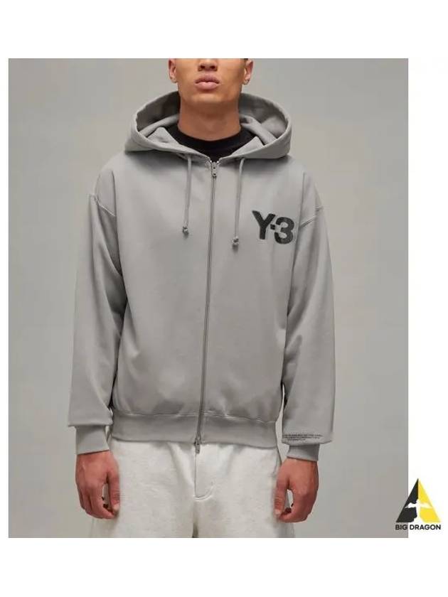 Y 3 U logo zip hoodie gray HODDIE CHSOGR - Y-3 - BALAAN 1