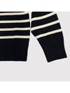 Big Heart Logo Striped Knit Top Black - AMI - BALAAN.