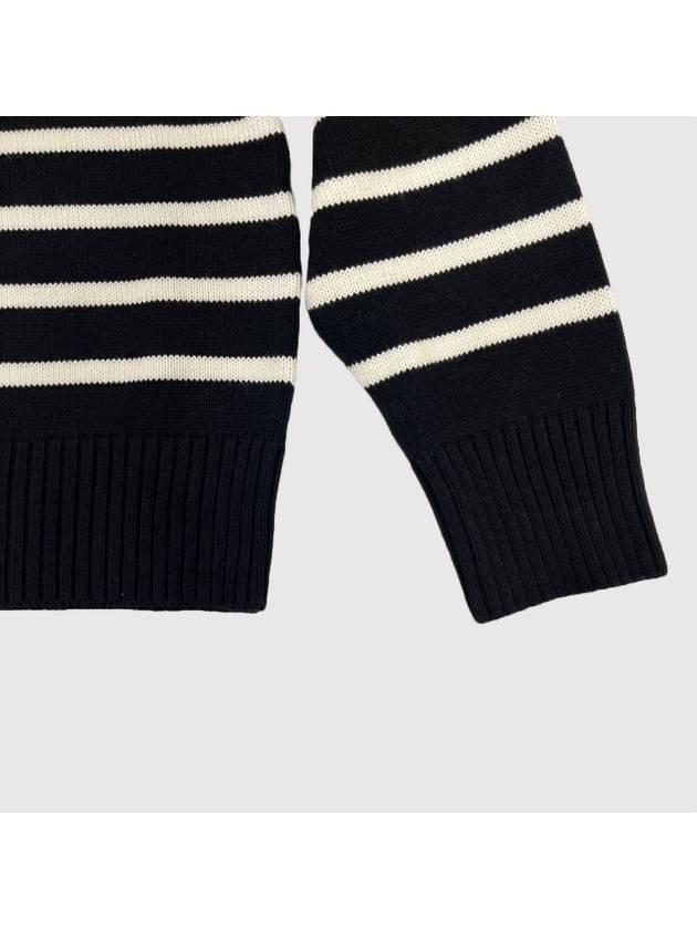 Big Heart Logo Striped Knit Top Black - AMI - BALAAN 4