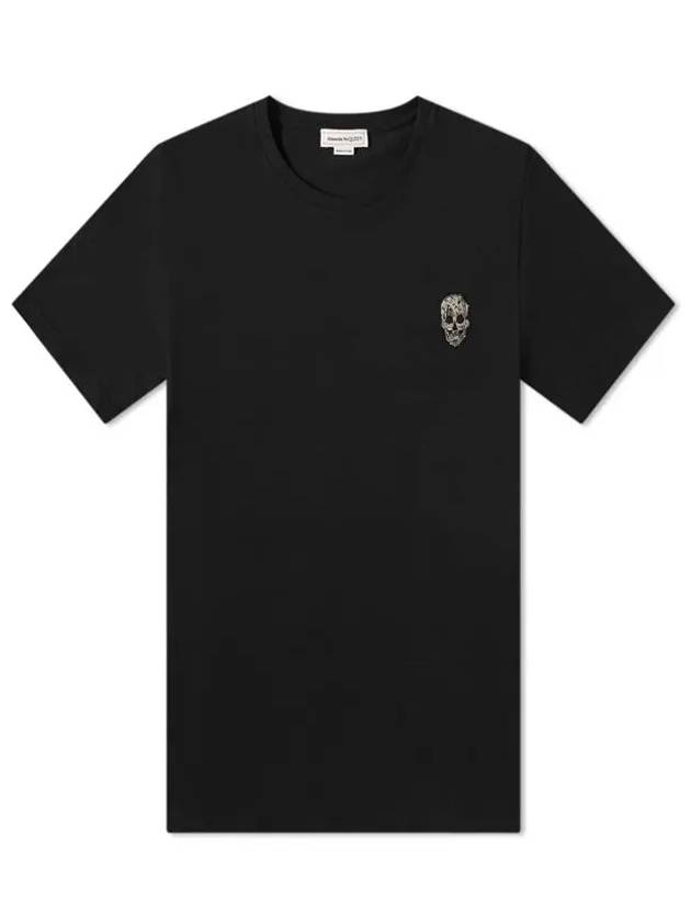 Skull Logo Embroidery Short Sleeve T-Shirt Black - ALEXANDER MCQUEEN - BALAAN 2