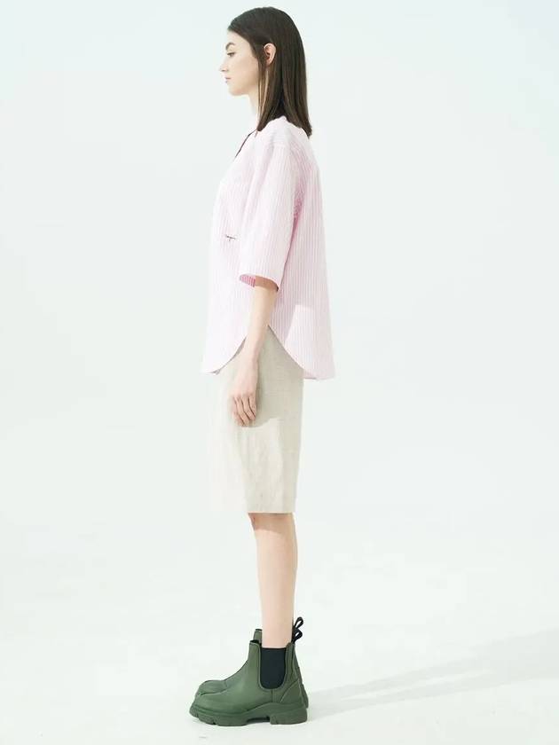 dyed striped short sleeve shirt light pink - VOYONN - BALAAN 7