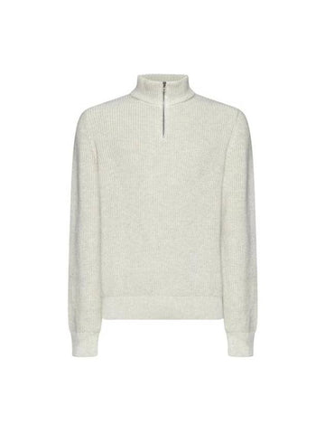 Mock Neck Half Zip-Up Knit Top Beige - A.P.C. - BALAAN 1