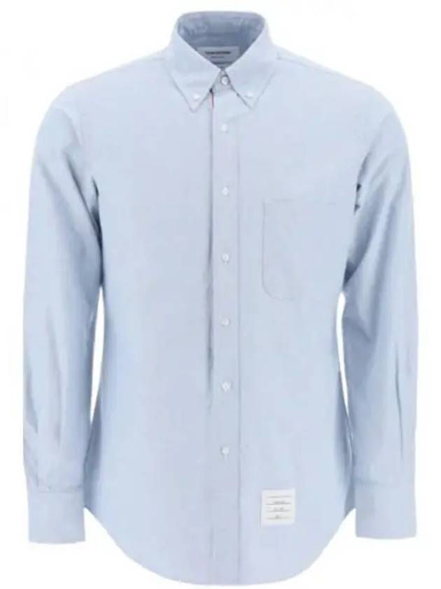 Men's Logo Patch Classic Cotton Long-Sleeved Shirt White Light Blue - THOM BROWNE - BALAAN 2