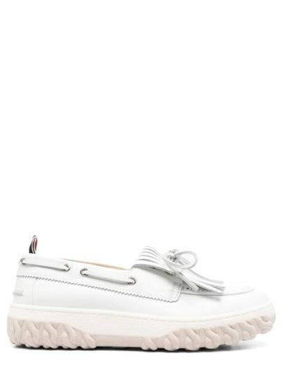 Women's Vitello Calf Kilt Boat Loafer White - THOM BROWNE - BALAAN 2