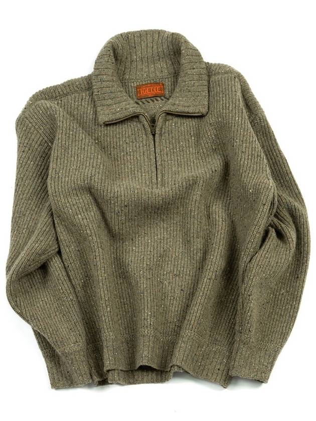 Building Forest Wool Blend Half Zip Up Knit Pullover Khaki I3WN01KH - IOEDLE - BALAAN 1