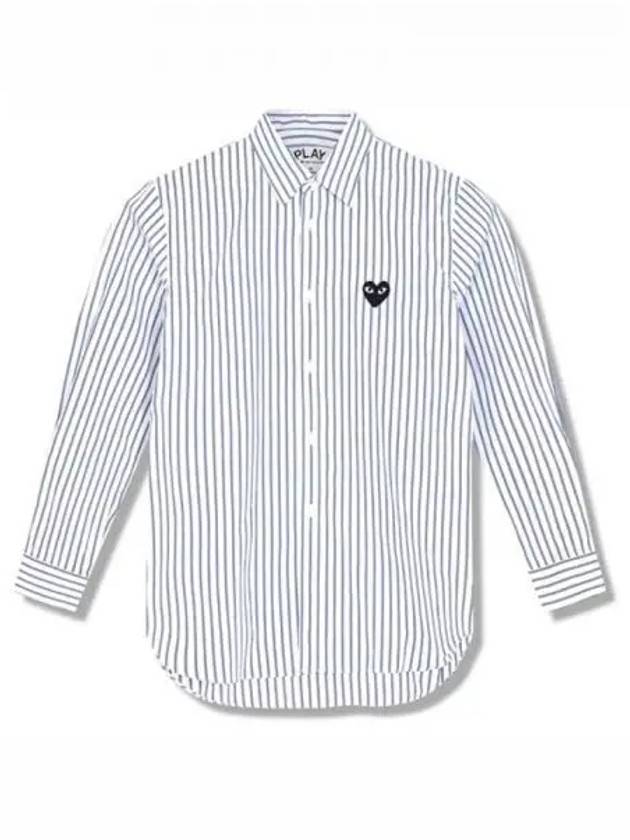 Black Wappen Stripe Shirt Blue White Men s 270773 - COMME DES GARCONS - BALAAN 1