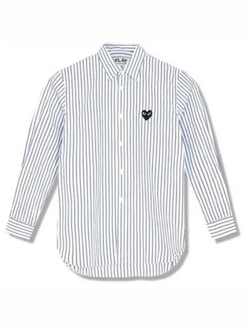 Black Wappen Stripe Shirt Blue White Men s 270773 - COMME DES GARCONS - BALAAN 1