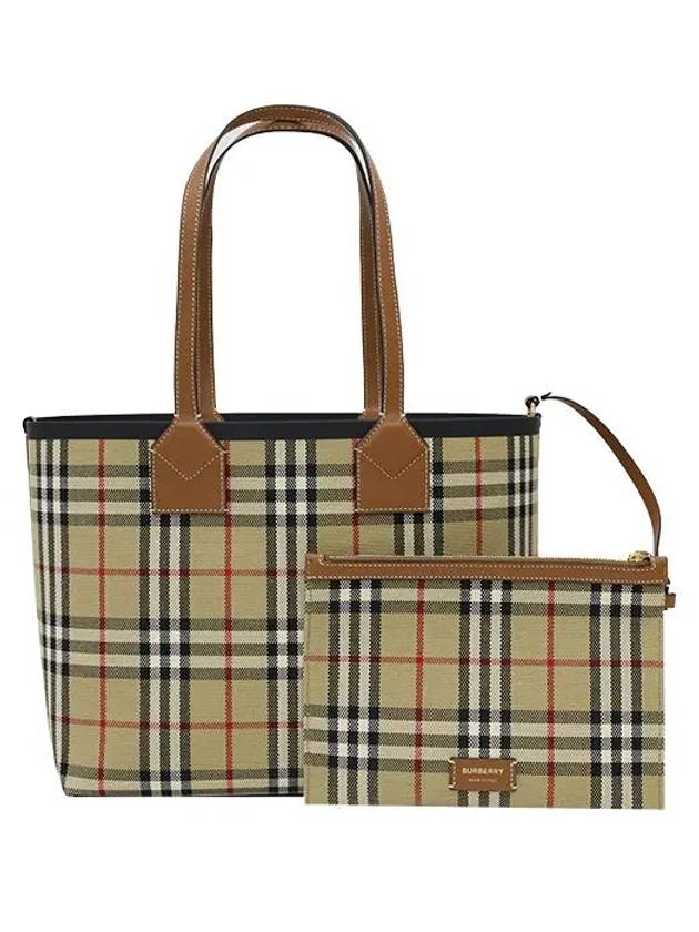 Small London Tote Bag Briar Brown Black - BURBERRY - BALAAN 3