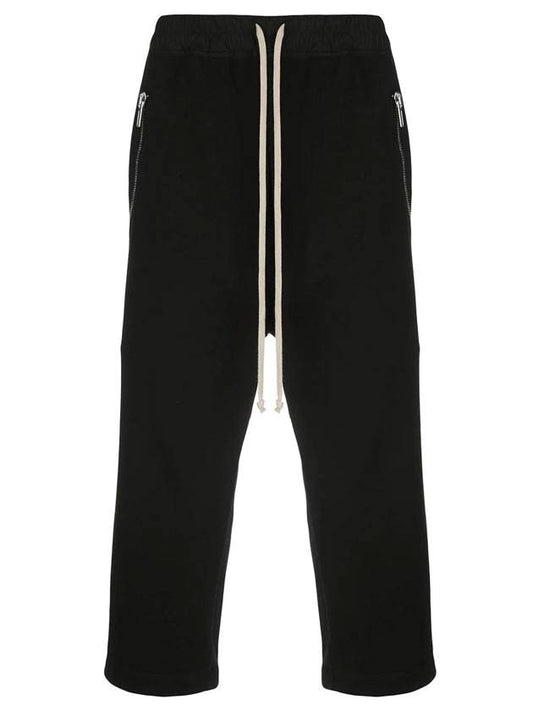 Cropped Drawstring Straight Pants Black - RICK OWENS - BALAAN.