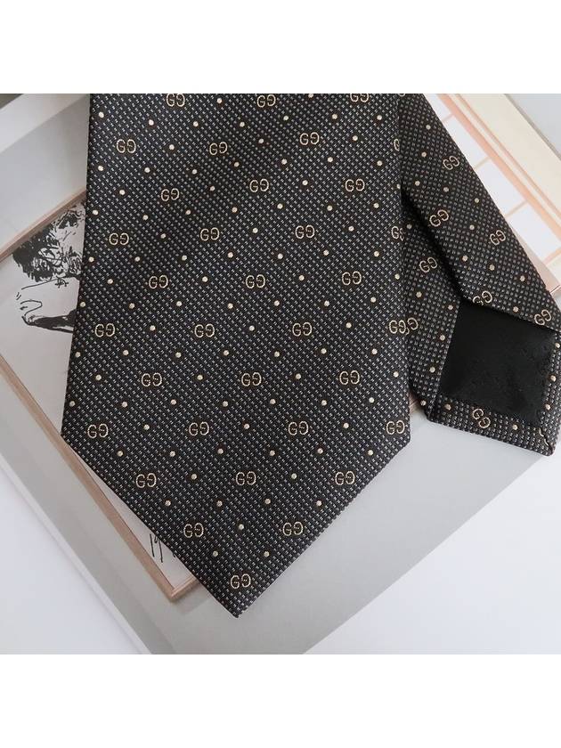 GG Dot Pattern Silk Tie Black - GUCCI - BALAAN 7