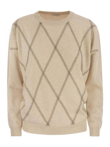 crew neck wool knit top beige - BRUNELLO CUCINELLI - BALAAN 1