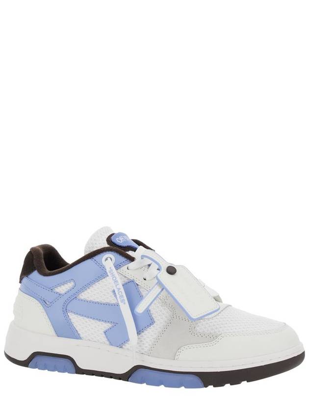 'Out Of Office' Blue Low Sneakers With Arrow Motif And Zip-Tie Tag In Fabric And Leather Man - OFF WHITE - BALAAN 2