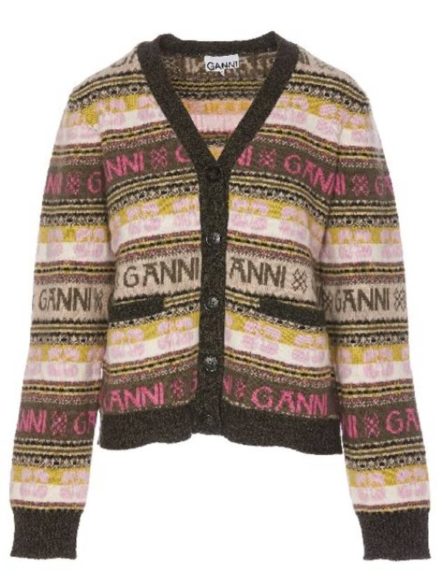 Women's Jacquard Logo Motif Cardigan Kalamata - GANNI - BALAAN 2