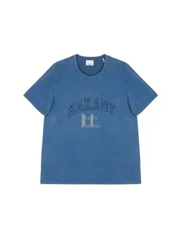 Honore Logo Cotton Short Sleeve T-Shirt Blue - ISABEL MARANT - BALAAN 2