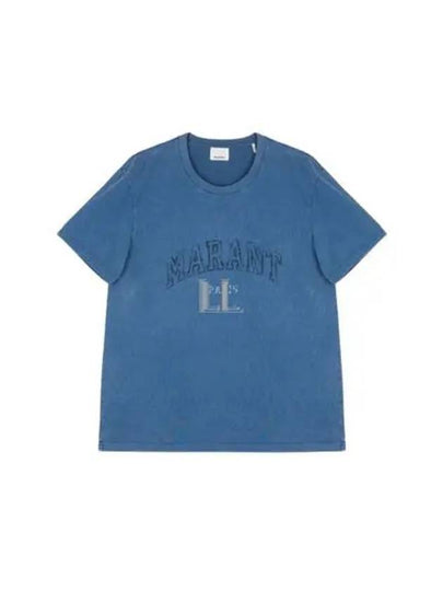 Honore Logo Cotton Short Sleeve T-Shirt Blue - ISABEL MARANT - BALAAN 2