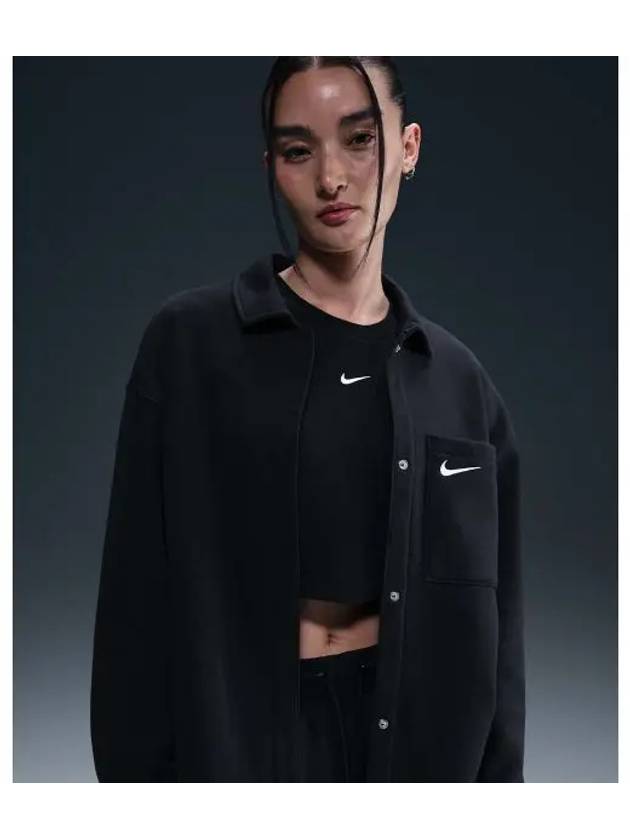 Sportswear Phoenix Fleece Oversized Shirt Jacket Black - NIKE - BALAAN 2